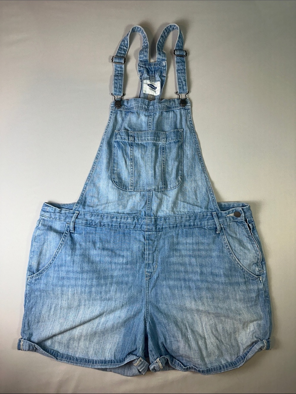 Old Navy Denim Overalls Shorts Shortalls XL Light Blue Bibs
